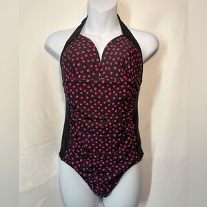 Eldys Black and Pink Polka Dot Swimsuit new no tags # A2